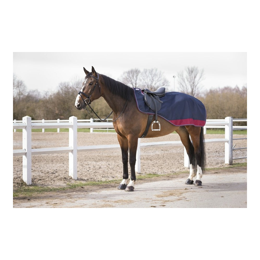 Couvre-reins EQUITHÈME Tyrex 1200D doublé polaire bordeaux/marine