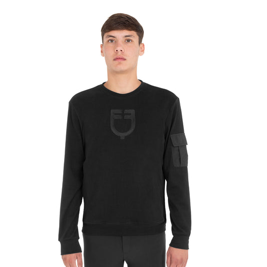 Equestro - Sweat-shirt homme col rond avecpoche latérale