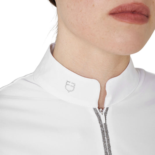 Equestro - Polo de concours pour femme à manches longues avec strass