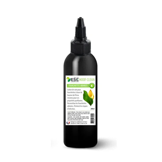 ESC LABORATOIRE - HOOF CLEAN - Lotion purifiante pour
fourchettes abîmées 200mL